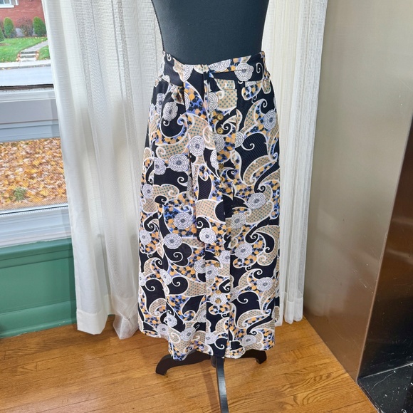 Vintage 80s skirt, black, purple, teal, orange, floral, dots & paisley, 12/14 - Picture 1 of 10